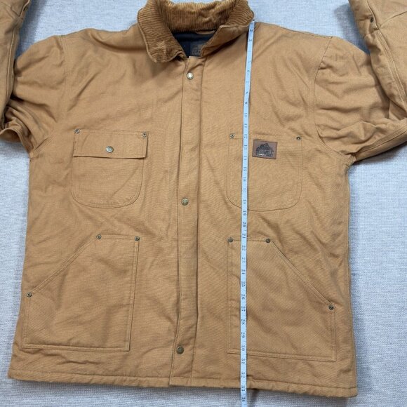 Old Mill Mens Brown Insulated Coat Canvas Jacket Snap Zip Fleece Lined Size XL - Picture 12 of 14
